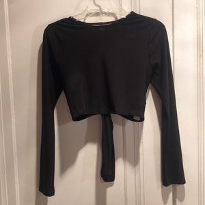 Black Crop Top with Open Back